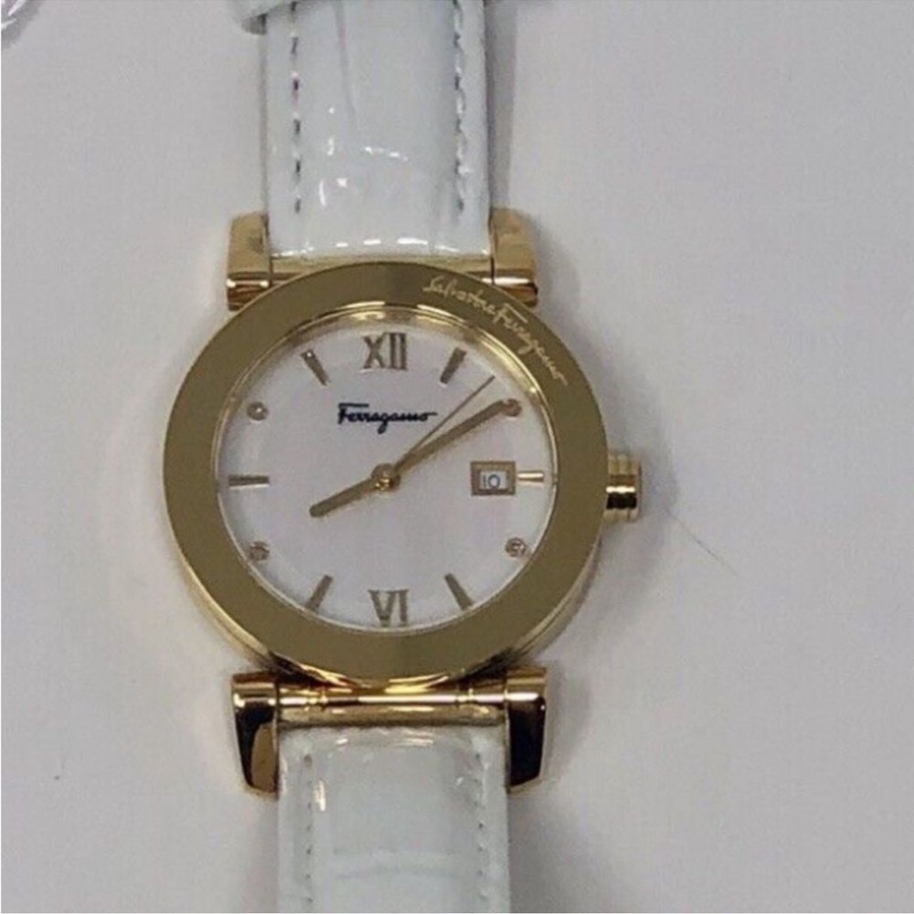 Women’s Salvatore Ferragamo, mother of pearl face watch, made in Italy